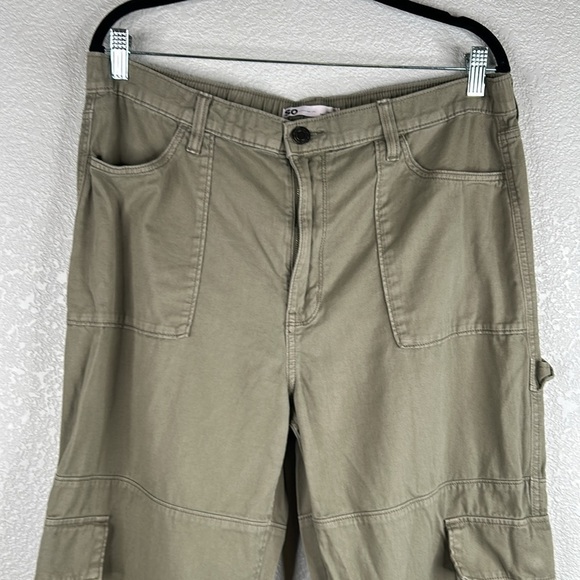 SO Olive Wide Flare Leg Cargo High Waist Cotton Utility Jeans Size XL - Picture 2 of 7